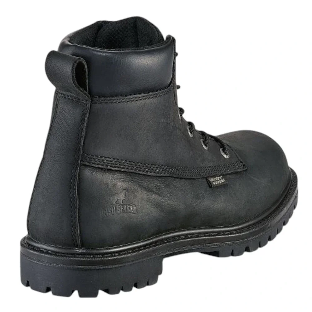 Red Wing Irish Setter Hopkins Black Waterproof Leather Safety Toe Boot Men 8 NEW